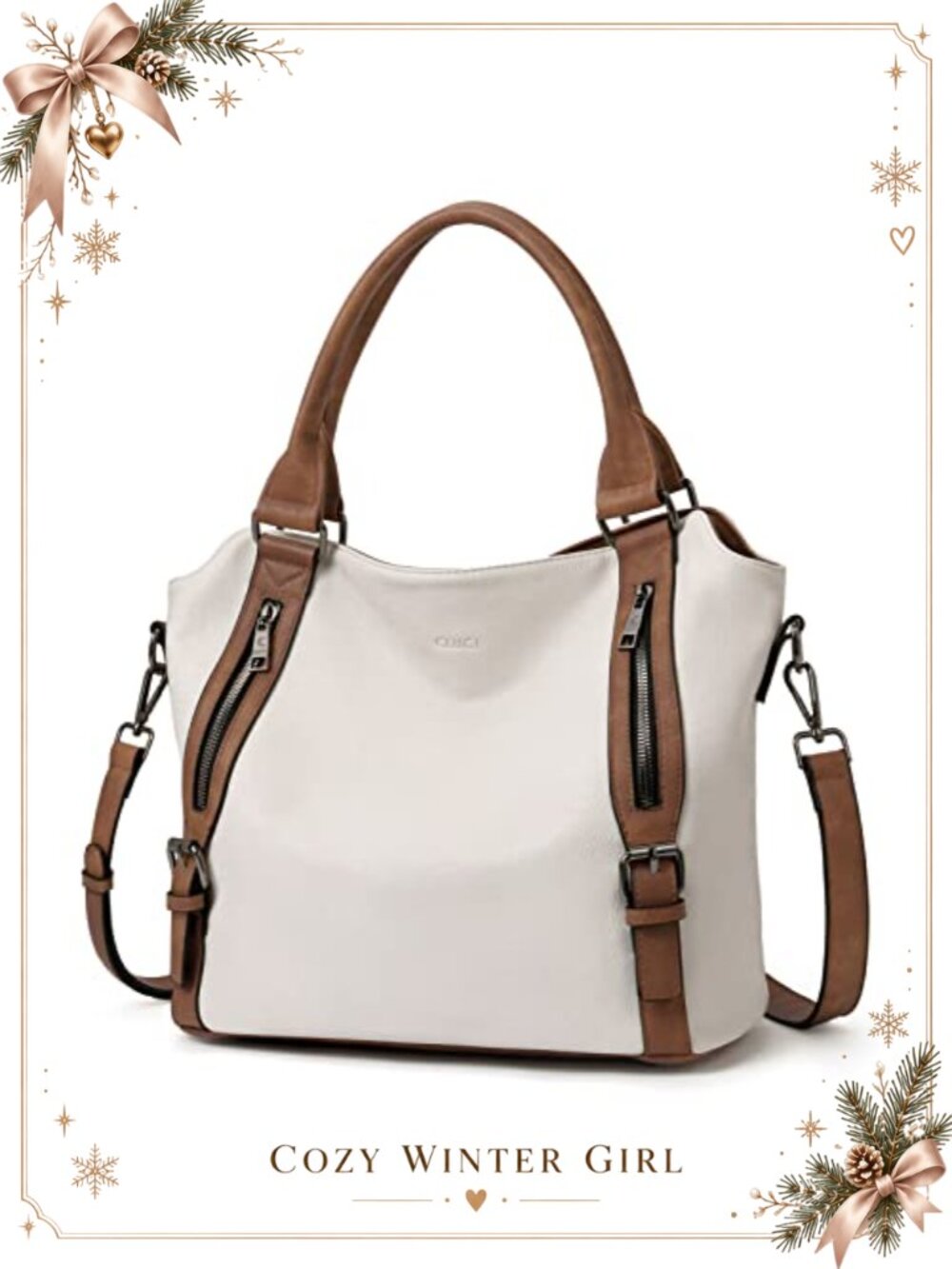 Vegan Leather Hobo Satchel Crossbody Shoulder Bag Detachable Strap Large